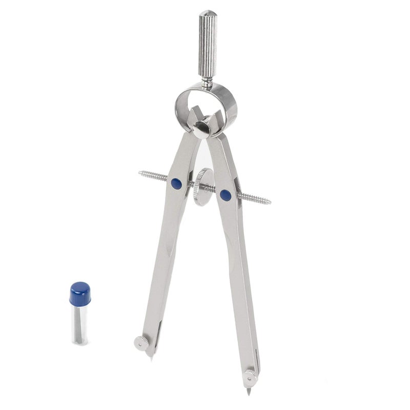 Pacific Arc Metal Professional Compass, Perfect Spring Bow Compass for Math, Geometry, or Drafting, Up to 8" Diameter Large, Comes with Lead and Lock - Image 1
